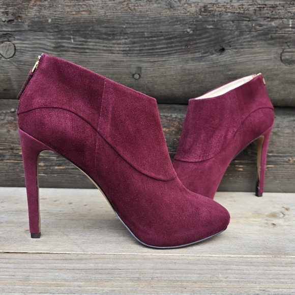 Nine West NEW Navajoe Rich Burgundy Suede, Hidden Platform, Comfort Bootie 8M - Picture 4 of 15